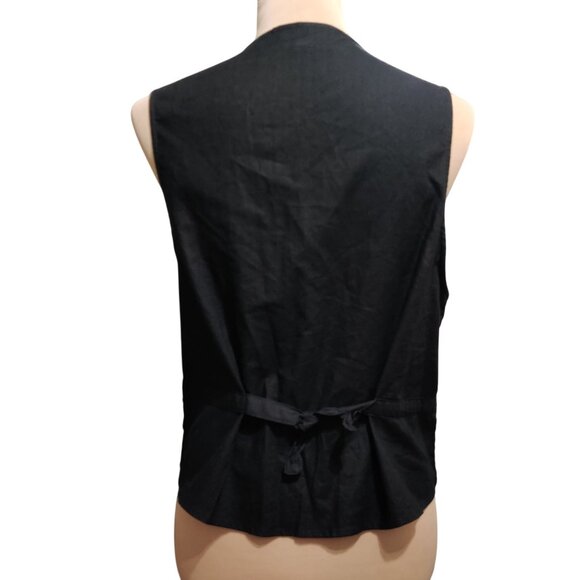 Vintage Casey & Max S Black Velvet Vest Button Front Embroidered Point Hem Cute - Picture 5 of 8
